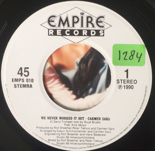 Carmen Sars : We Never Worked It Out (7", Single)