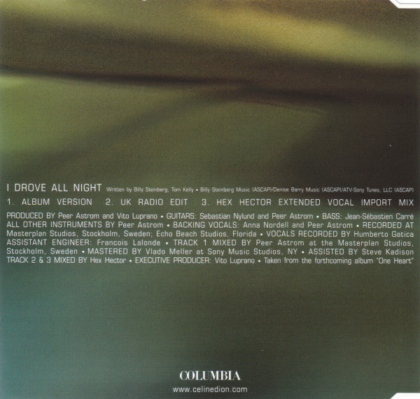 Céline Dion : I Drove All Night (CD, Maxi)