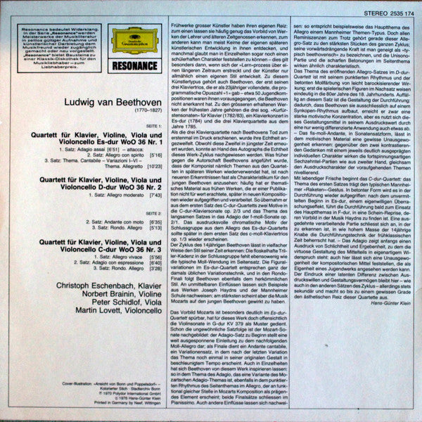 Ludwig van Beethoven - Christoph Eschenbach, Amadeus-Quartett : Die Klavierquartette (LP, RE)