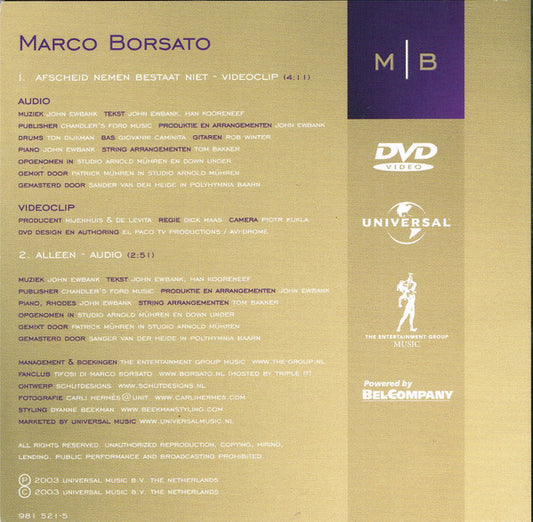 Marco Borsato : Afscheid Nemen Bestaat Niet (DVD-V, Single)