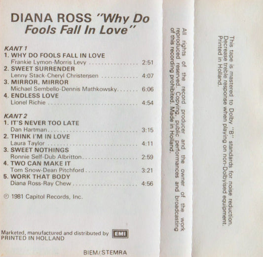 Diana Ross : Why Do Fools Fall In Love (Cass, Album, Bla)