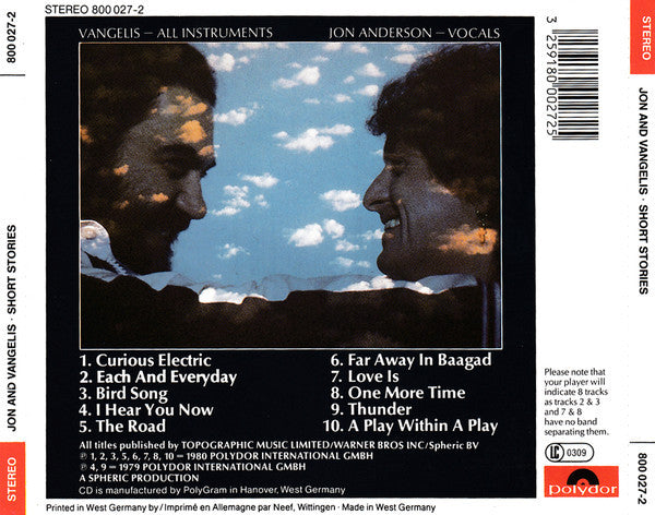 Jon & Vangelis : Short Stories (CD, Album, RE)
