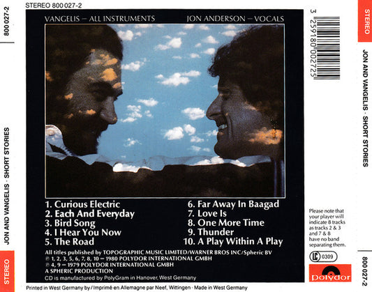 Jon & Vangelis : Short Stories (CD, Album, RE)