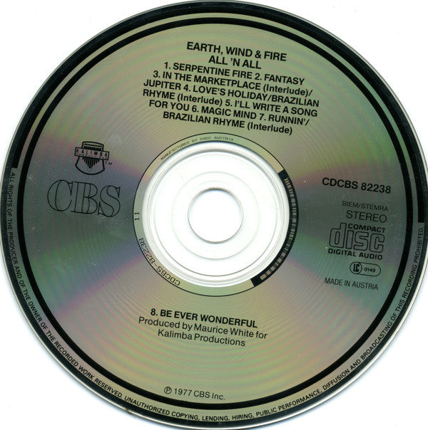 Earth, Wind & Fire : All 'N All (CD, Album, RE)