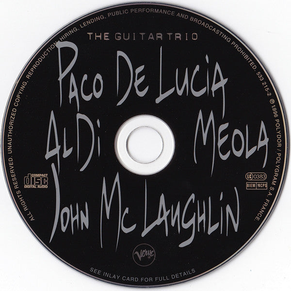 Paco De Lucía, Al Di Meola, John McLaughlin : The Guitar Trio (CD, Album)