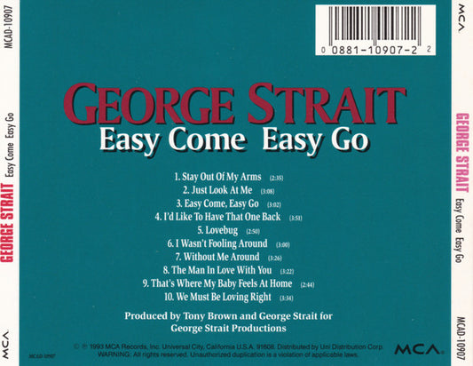 George Strait : Easy Come Easy Go (CD, Album)