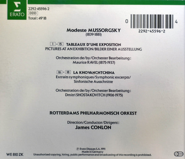 Modest Mussorgsky / Maurice Ravel / Dmitri Shostakovich / James Conlon, Rotterdams Philharmonisch Orkest : Tableaux D'Une Exposition / La Khovanchtchina (CD, Comp)