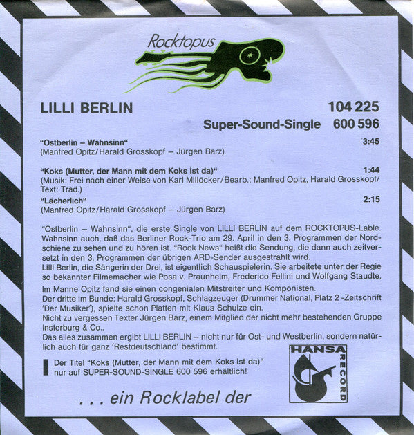 Lilli Berlin : Ostberlin - Wahnsinn (7", Single)