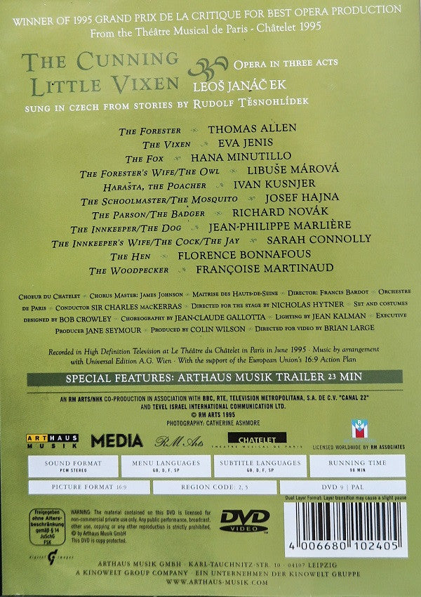 Leoš Janáček - Thomas Allen, Eva Jenis, Orchestre De Paris , Conducted By Sir Charles Mackerras : The Cunning Little Vixen (DVD-V, Copy Prot., PAL)