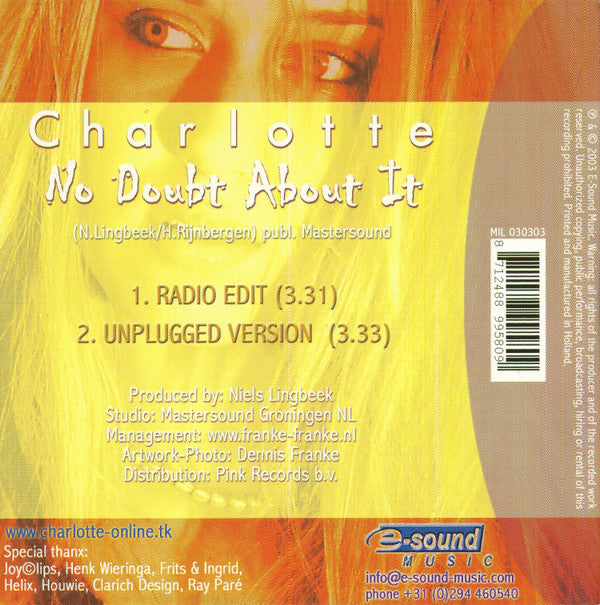 Charlotte (61) : No Doubt About It (CD, Single)