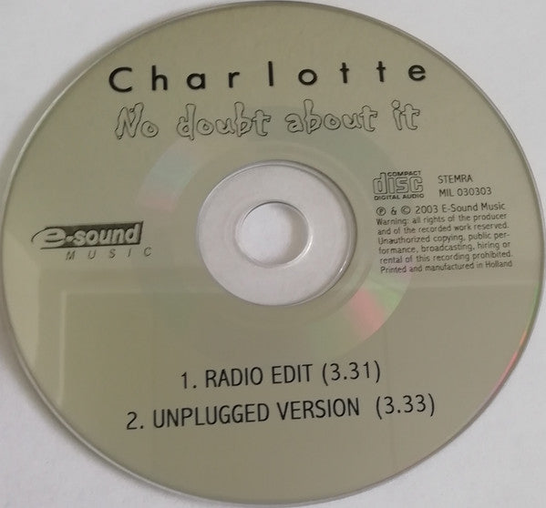 Charlotte (61) : No Doubt About It (CD, Single)