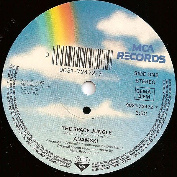 Adamski : The Space Jungle (7", Single, Sol)