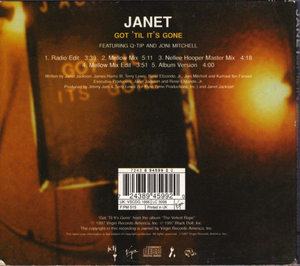 Janet Jackson Featuring Q-Tip And Joni Mitchell : Got 'Til It's Gone (CD, Single, Dig)