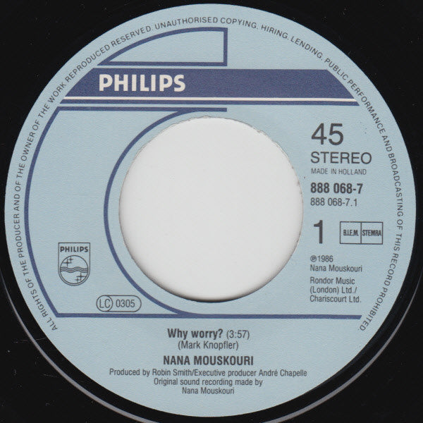 Nana Mouskouri : Why Worry (7", Single)