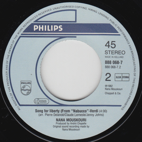Nana Mouskouri : Why Worry (7", Single)