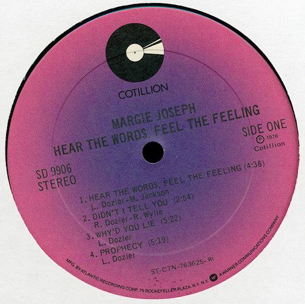 Margie Joseph : Hear The Words, Feel The Feeling (LP, Album, RI)