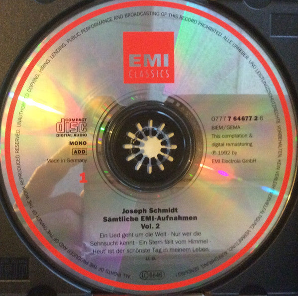 Joseph Schmidt : Sämtliche EMI-Aufnahmen / Complete EMI Recordings, Vol. 2 (2xCD, Comp)
