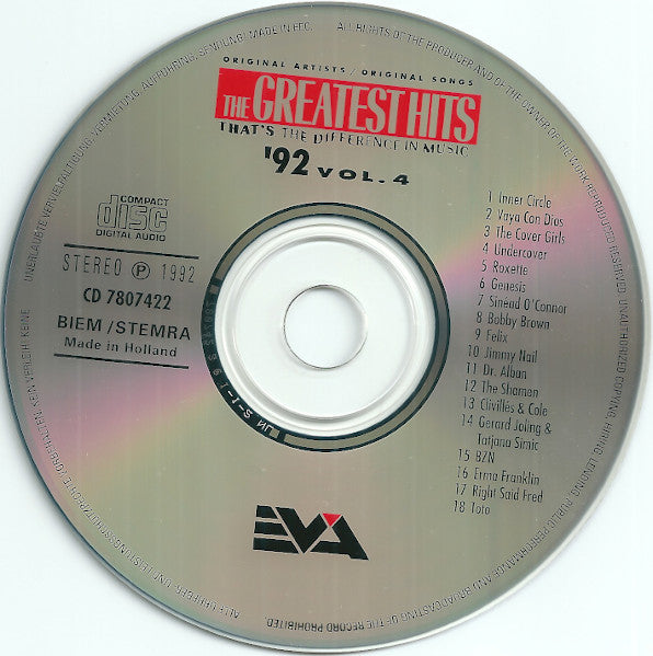 Various : The Greatest Hits '92 - Vol. 4 (CD, Comp)