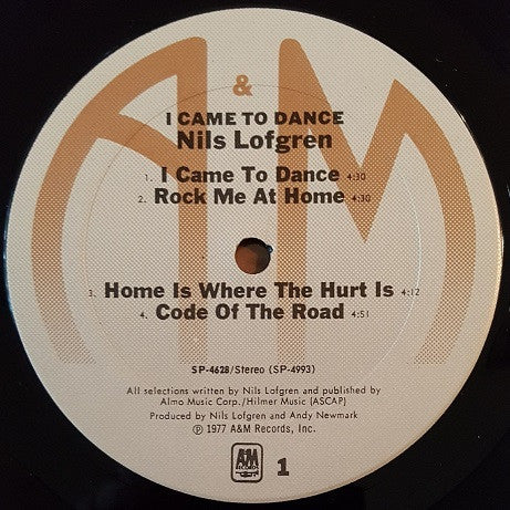 Nils Lofgren : I Came To Dance (LP, Album, Ter)