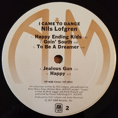 Nils Lofgren : I Came To Dance (LP, Album, Ter)