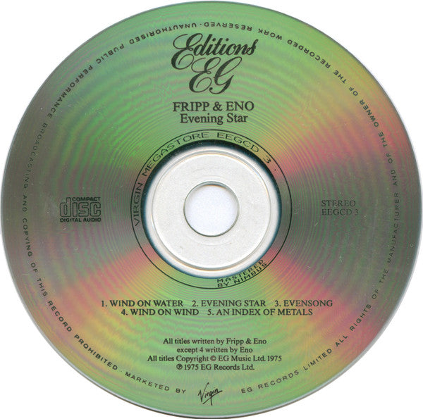 Fripp & Eno : Evening Star (CD, Album, RE, Vir)