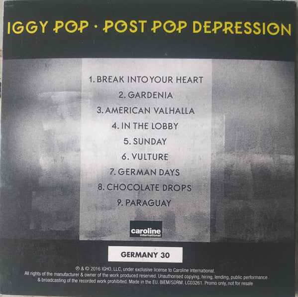 Iggy Pop : Post Pop Depression (CDr, Album, Promo)