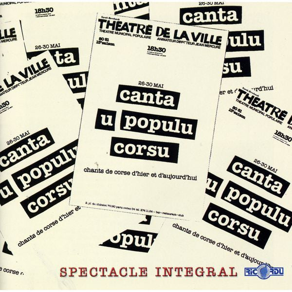 Canta U Populu Corsu : Chants De Corse D'Hier Et D'Aujourd'Hui - Theatre De La Ville (CD, Album, RM)