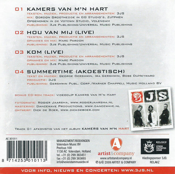 3JS : Kamers Van M'n Hart (CD, Single, Enh)