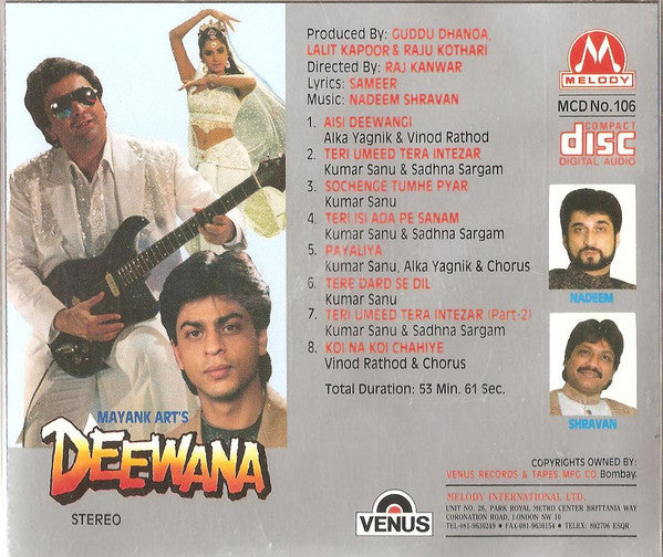 Nadeem Shravan : Deewana (CD, Album)