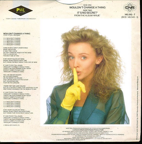 Kylie Minogue : Wouldn't Change A Thing (7", Single)