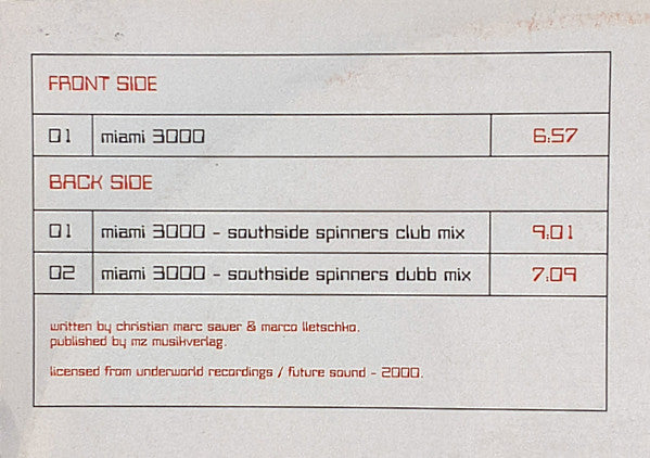 Criss Source : Miami 3000 (12")