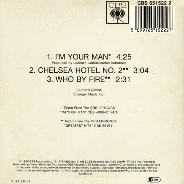 Leonard Cohen : I'm Your Man (CD, Mini, Single)