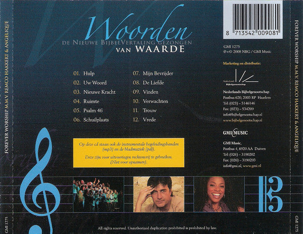 Forever Worship Choir met medewerking van Remco Hakkert & Angelique (25) : Woorden Van Waarden (De Nieuwe Bijbelvertaling Gezongen) (CD, Album)