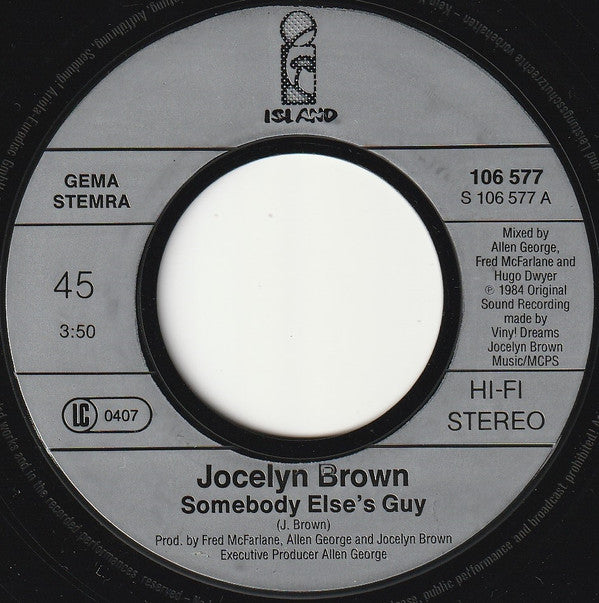 Jocelyn Brown : Somebody Else's Guy (7")