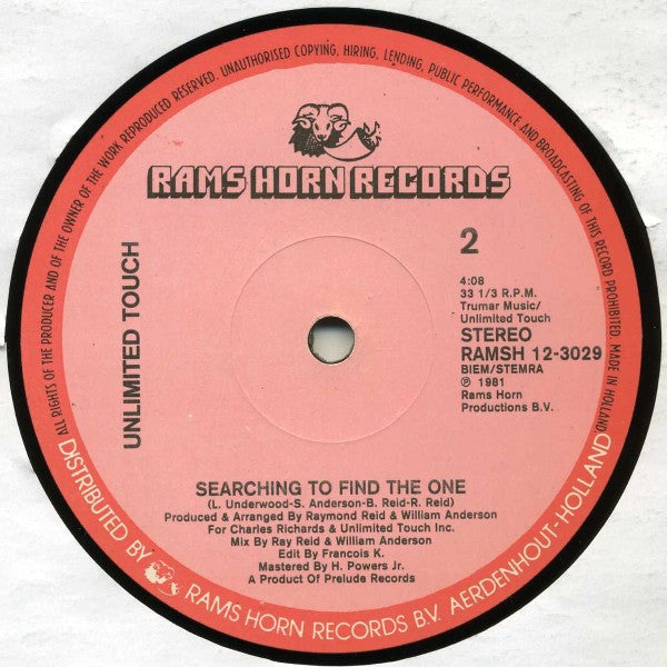 Unlimited Touch : Searching To Find The One (12")