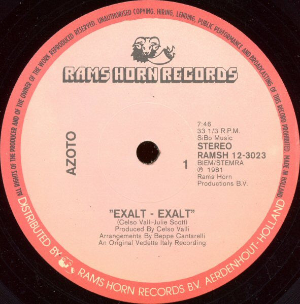 Azoto : Exalt - Exalt / Soft Emotion (12")