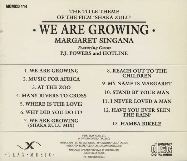 Margaret Singana Featuring Guests P.J. Powers And Hotline (3) : We Are Growing (CD, Album)