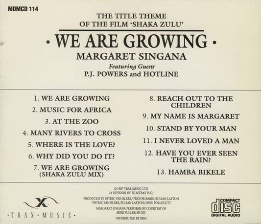 Margaret Singana Featuring Guests P.J. Powers And Hotline (3) : We Are Growing (CD, Album)