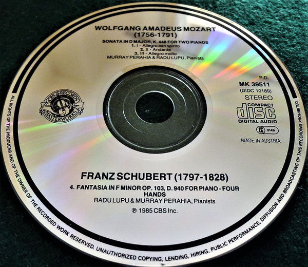 Wolfgang Amadeus Mozart / Franz Schubert - Murray Perahia • Radu Lupu : Sonata  K. 448 / Fantasia, Op.103, D 940 (CD, RE)