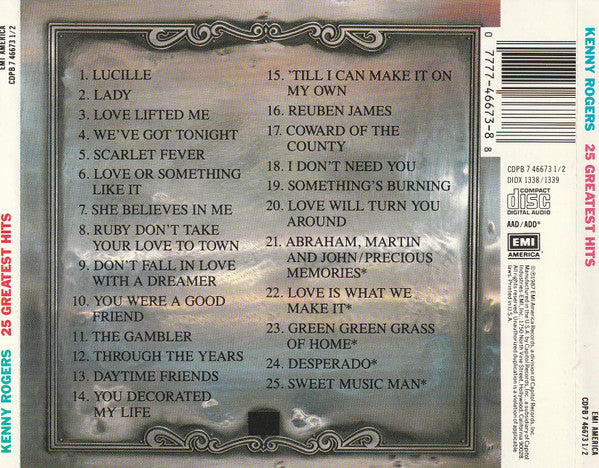 Kenny Rogers : Twenty-Five Greatest Hits (2xCD, Comp, RE)