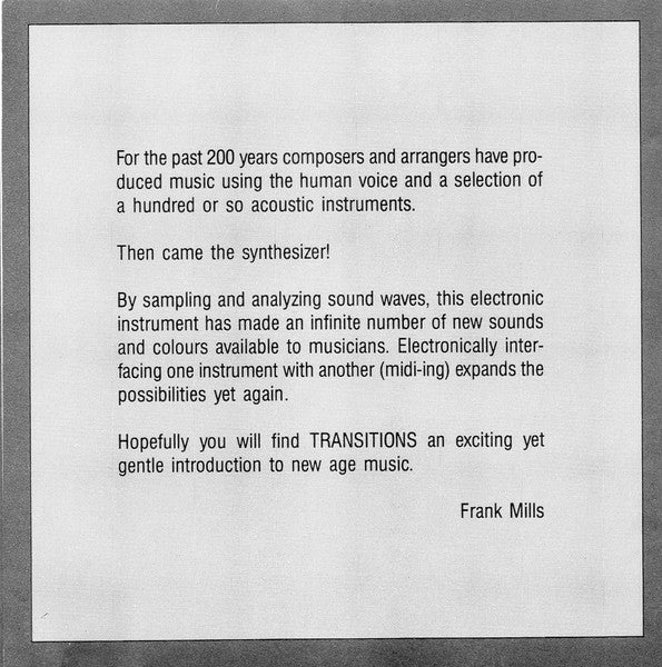 Frank Mills : Transitions (CD, Album)