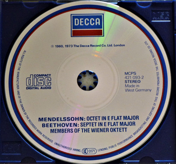 Felix Mendelssohn-Bartholdy / Ludwig van Beethoven - Wiener Oktett : Octet / Septet (CD, Comp, RM)