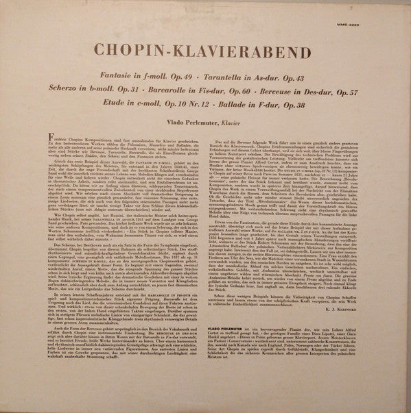 Frédéric Chopin, Vlado Perlemuter : Chopin Klavierabend (LP)