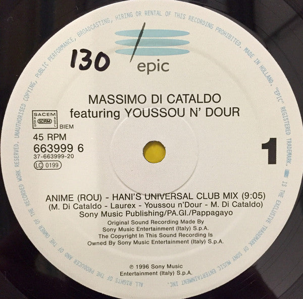Massimo Di Cataldo Featuring Youssou N'Dour Remixed And Recycled By Hani : Anime Rou (12")
