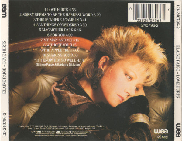Elaine Paige : Love Hurts (CD, Album)