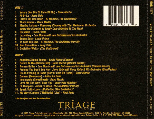 Various : Mob Hits - Music From And A Tribute To The Great Mob Movies (2xCD, Comp)