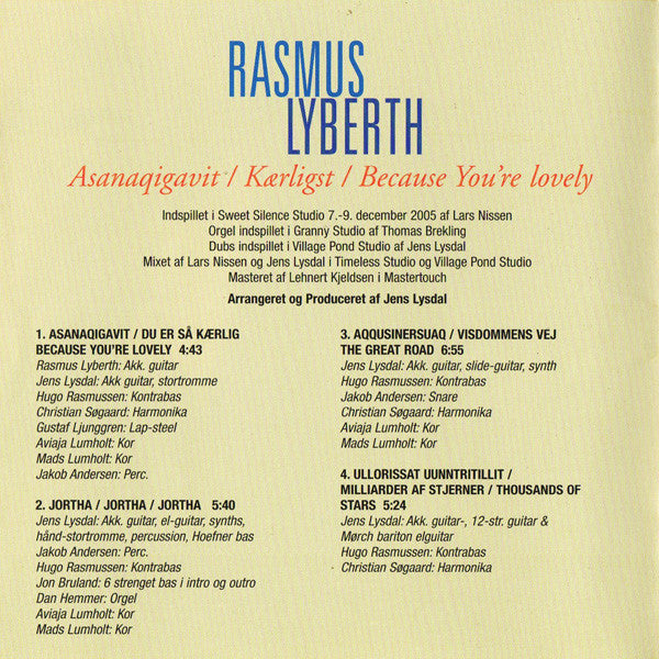 Rasmus Lyberth : Asanaqigavit = Kærligst (CD, Album)