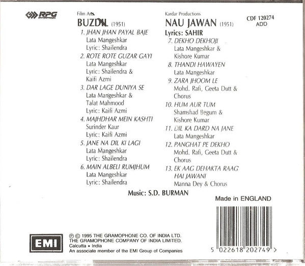 S. D. Burman : Buzdil / Naujawan (CD, Comp)