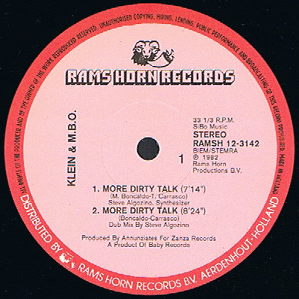 Klein & M.B.O. : More Dirty Talk (12", Single)