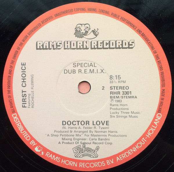 First Choice Featuring Rochelle Fleming : Doctor Love (Special Remix) (12", Single)